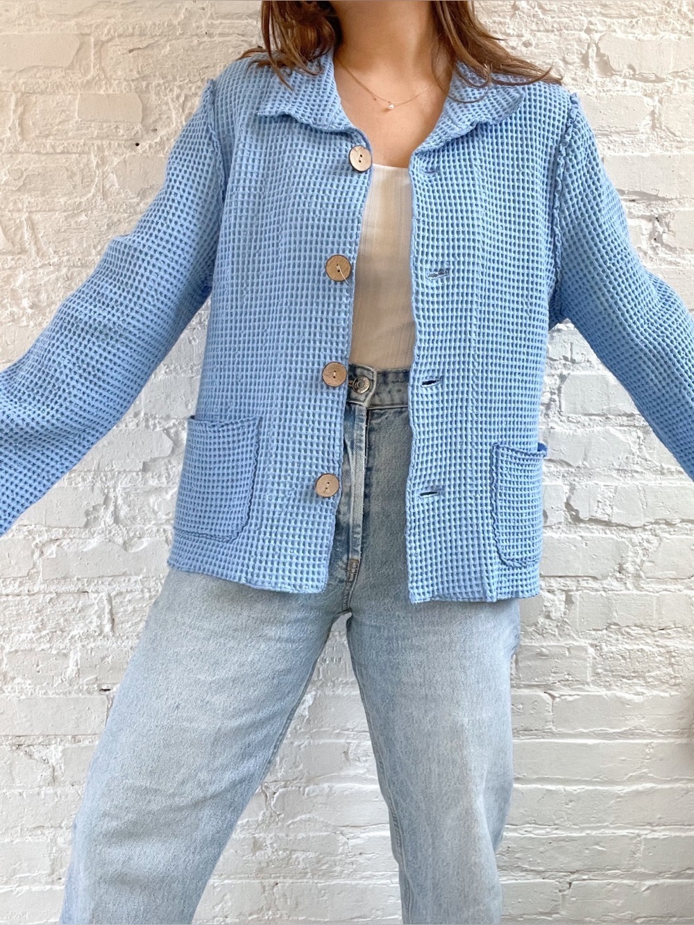 WAFFLE BUTTON JACKET | size large